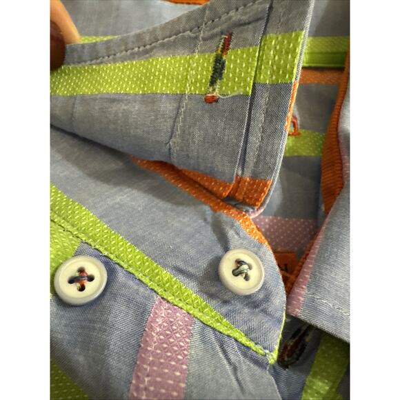 Luchiano Visconti Men’s XXL 100% Cotton Button Shirt Limited Edition Blue Purple - Picture 4 of 8